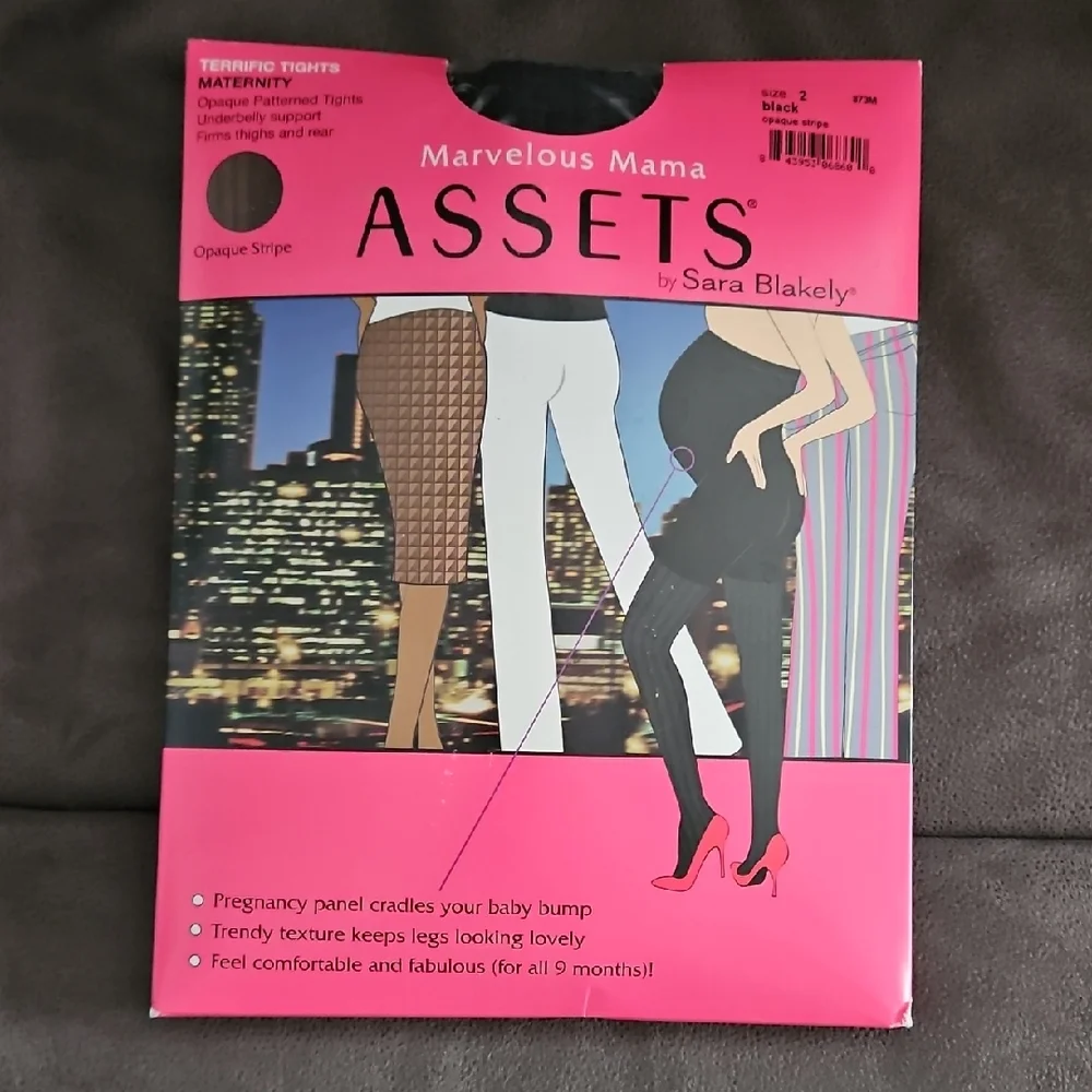 ASSETS by Sara Blakely Opaque Stripe Black Maternity Tights